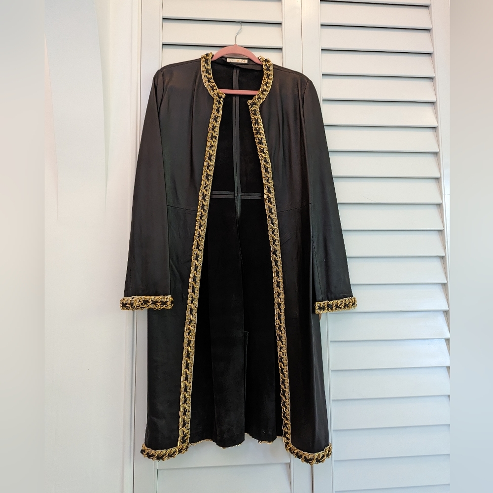 Real leather coat, Chanel style, Emily in Paris, Sex and the City style